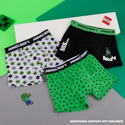 Minecraft Boys Boxer Shorts Soft Breathable Stretchy Boxers Pack Of 3 Boys Underwear - Gifts For Boys
