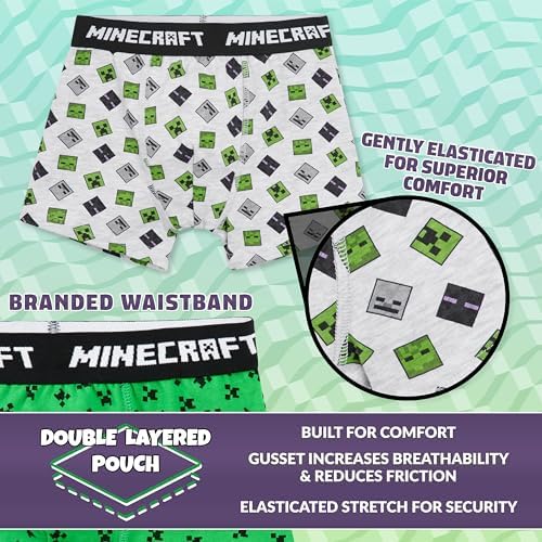 Minecraft Boys Boxer Shorts Soft Breathable Stretchy Boxers Pack Of 3 Boys Underwear - Gifts For Boys