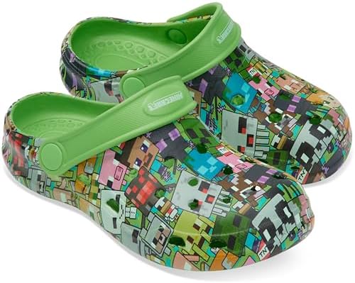 Minecraft Boys Clogs Kids Summer Garden Shoes Removable Shoe Charms for Beach Pool Holiday Essentials Slip On with Strap Gamer Gifts