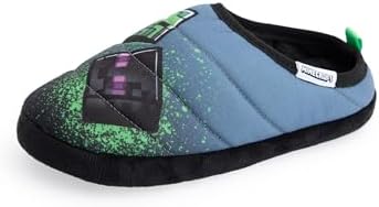 Minecraft Boys Graffiti Style Slip On Loafer Slippers Slip-On Indoor Shoes For Kids Multicoloured Gaming Footwear For Boys Lightweight Indoor Slides For Children & Teens