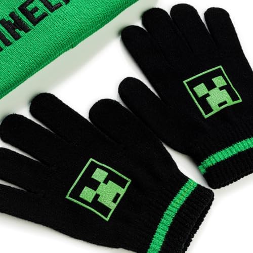 Minecraft Boys Hat And Gloves Set Winter Set For Boys Gaming Merchandise