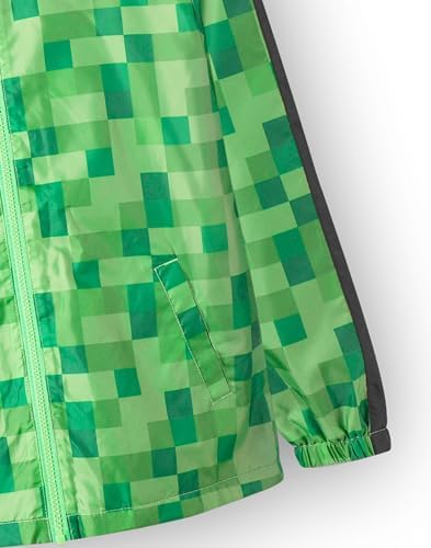 Minecraft Boys Jacket Creeper Waterproof Hoodie Fleece Lined Raincoat Gamer Hooded Jacket