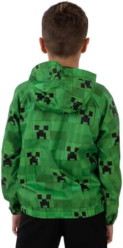 Minecraft Boys Rain Jacket Gaming Kids Raincoat Water Resistant Boys Coat Gamer Kids Rain Jacket Ages 5 To 13 Years