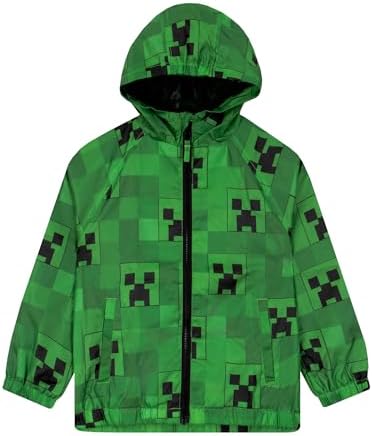 Minecraft Boys Rain Jacket Gaming Kids Raincoat Water Resistant Boys Coat Gamer Kids Rain Jacket Ages 5 To 13 Years