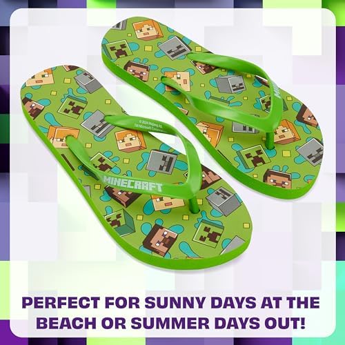 Minecraft Boys Sliders Or Flip Flops For Beach And Pool - Boys Gifts