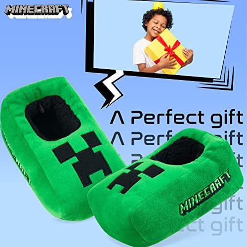 Minecraft Boys Slippers Cosy Creeper Indoor House Shoes - Gamer Gifts For Boys