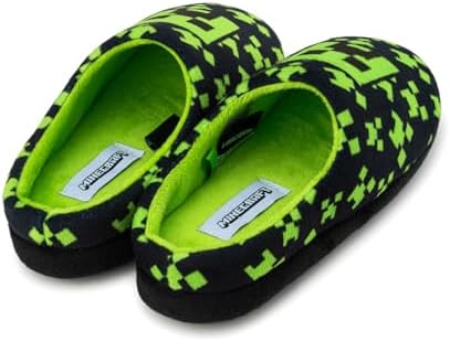 Minecraft Boys Slippers Cosy Indoor Shoes With Creeper Design Non-Slip Kids Slippers Gaming Merchandise