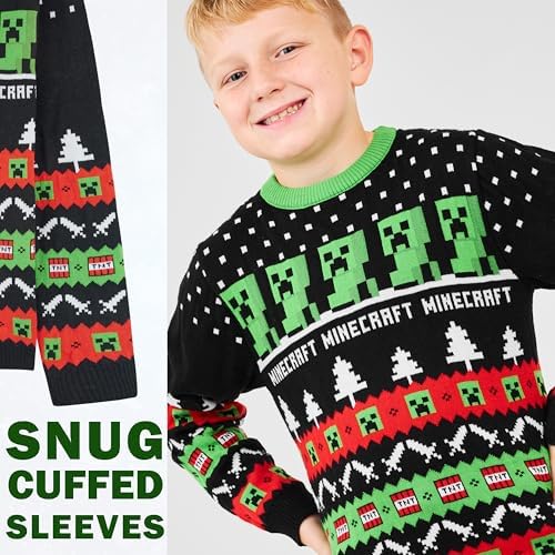 Minecraft Christmas Jumper For Boys Teenagers Creeper Crew Neck Long Sleeve Sweater Warm Cosy Xmas Jumper - Gifts For Boys