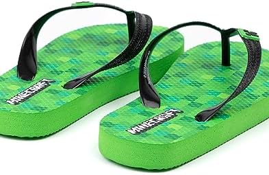 Minecraft Creeper Kids Sandals Green Flip Flop Sliders For Boys & Girls Block Pixel Game Villain Summer Shoes Fun Slip-on Beach Footwear Merchandise Gift For Children And Teens
