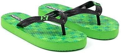 Minecraft Creeper Kids Sandals Green Flip Flop Sliders For Boys & Girls Block Pixel Game Villain Summer Shoes Fun Slip-on Beach Footwear Merchandise Gift For Children And Teens