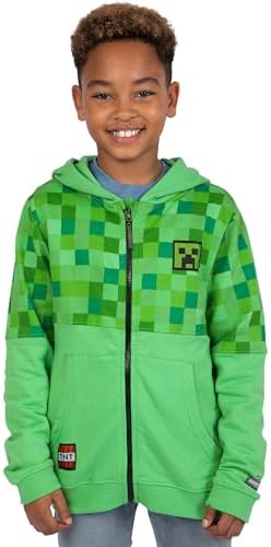 Minecraft Hoodie Creeper Boys’ Hoodies Zip Up Gaming Hoody For Kids Children’s Gamer Clothes