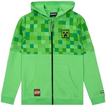 Minecraft Hoodie Creeper Boys’ Hoodies Zip Up Gaming Hoody for Kids Children’s Gamer Clothes