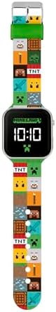 Minecraft Kids LED Digital Colourful Multicolour Silicone Strap Watch MIN4272