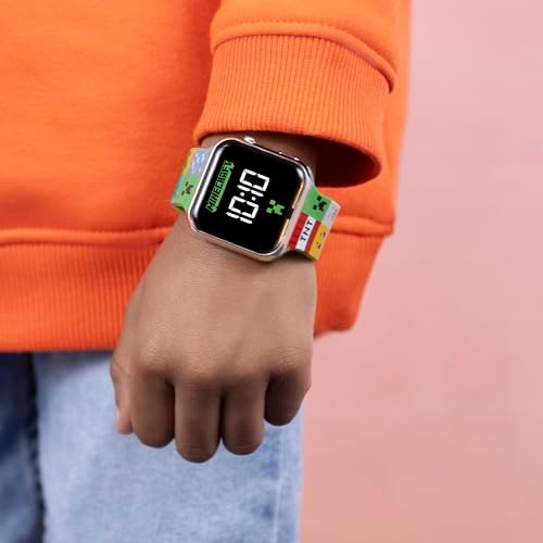 Minecraft Kids LED Digital Colourful Multicolour Silicone Strap Watch MIN4272
