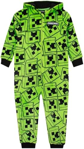 Minecraft Onesie Creeper Boys Onesie Gaming Boys All In One Pyjamas Gamer Kids Pjs Ages 5 To 14 Years