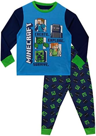 Minecraft Pyjamas Steve & Creeper Boys Pjs Long Sleeve Boys' Pyjama Sets Gamer Pj Set for Kids