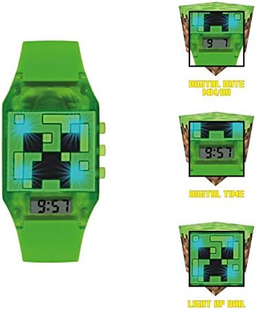 Minecraft Unisex Kid's Digital Analog Quartz Watch With Rubber Strap MIN4014