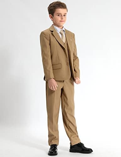 Mintgreen 3pcs Boys' Suits Set Jacket & Trousers With Tie 5-13 Years
