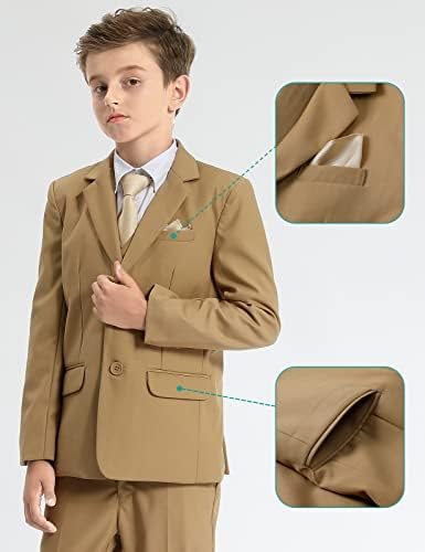 Mintgreen 3pcs Boys' Suits Set Jacket & Trousers With Tie 5-13 Years