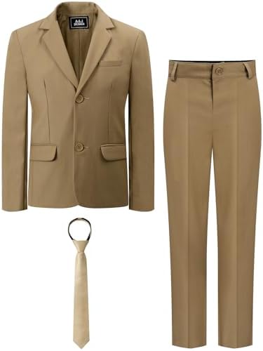 mintgreen 3pcs Boys' Suits Set Jacket & Trousers with Tie 5-13 Years