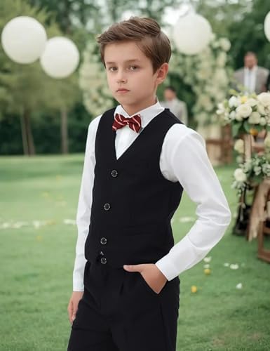 Mintgreen Boys Classic Waistcoat Kids V Neck Wedding Regular Fit Suit Vest 7-14 Years