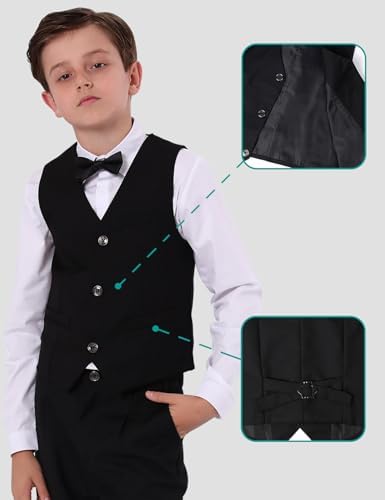 Mintgreen Boys Classic Waistcoat Kids V Neck Wedding Regular Fit Suit Vest 7-14 Years