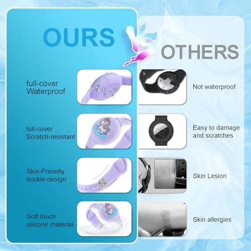 MIRPARVA Kids Holder Bracelet For Airtag Hidden GPS Tracker Wristbands Compatible With Airtag Waterproof Silicone Watch Strap For Toddler Child