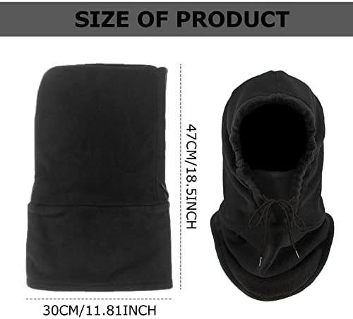 MIVAIUN Windproof Skimask Balaclava Mask Hood Hat Black Thermal Fleece Face Masks Hat Snood Neck Warmer Ski Face Scarf Snood Thermal For Men Women One Size For Moto Ski Cycling