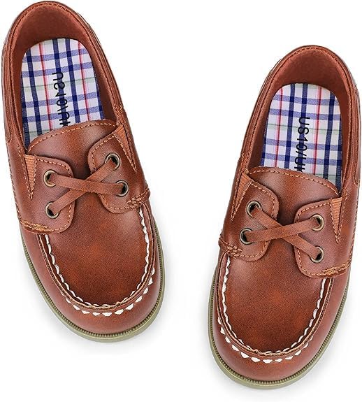 MIXIN Boys Loafer Shoes Slip On Flat Dress Shoes PU Leather Casual Moccasin Shoes For Toddler/Lillte/Big Kids