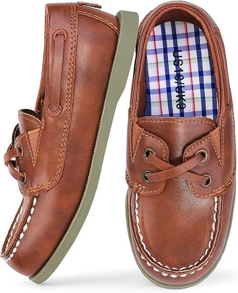 MIXIN Boys Loafer Shoes Slip On Flat Dress Shoes PU Leather Casual Moccasin Shoes for Toddler/Lillte/Big Kids