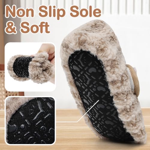 MK MATT KEELY Baby Boys Girls Winter Shoes Toddlers Cosy House Slippers Baby Warm Barefoot Shoes With Soft Anti-Slip Sole