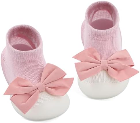MK MATT KEELY Baby Girl Shoes with Bow Toddlers Sock Shoes Baby Barefoot Trainers Anti Slip Pre Walkers Shoes