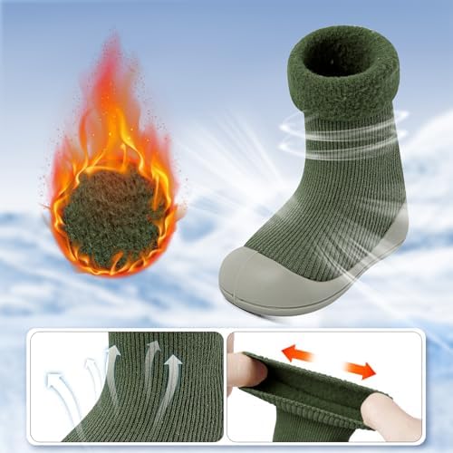 MK MATT KEELY Baby Shoes Boys Girls Winter Warm Sock Shoes Toddlers Thick Pre Walkers Shoes With Anti-Slip Rubber Sole