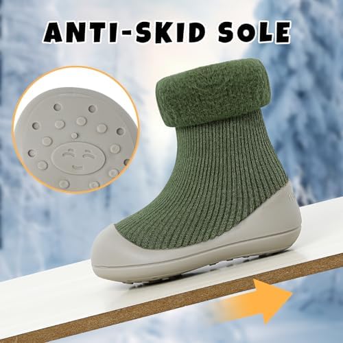 MK MATT KEELY Baby Shoes Boys Girls Winter Warm Sock Shoes Toddlers Thick Pre Walkers Shoes With Anti-Slip Rubber Sole