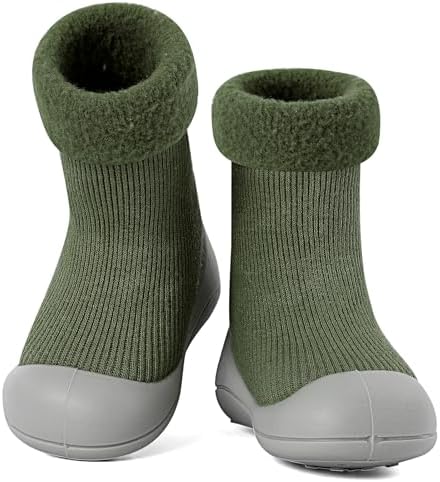 MK MATT KEELY Baby Shoes Boys Girls Winter Warm Sock Shoes Toddlers Thick Pre Walkers Shoes with Anti-Slip Rubber Sole