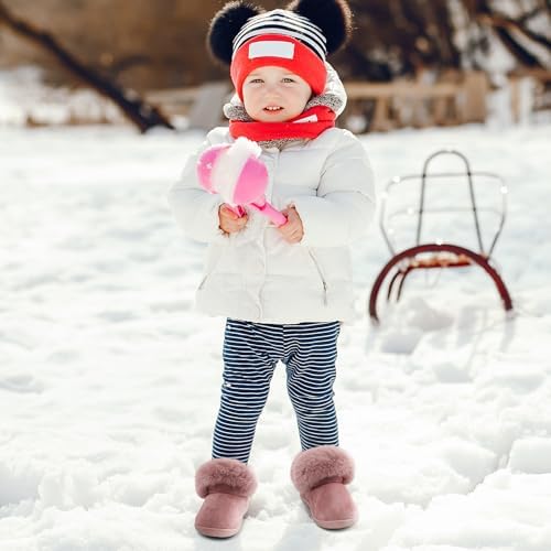 MK MATT KEELY Baby Winter Snow Boots 0-5 Years Toddler Girls Fluffy Booties Outdoor Warm Walking Shoes With Soft Anti-Slip Rubber Sole