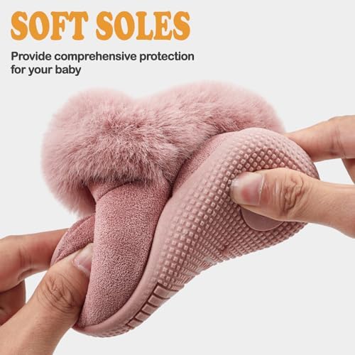 MK MATT KEELY Baby Winter Snow Boots 0-5 Years Toddler Girls Fluffy Booties Outdoor Warm Walking Shoes With Soft Anti-Slip Rubber Sole