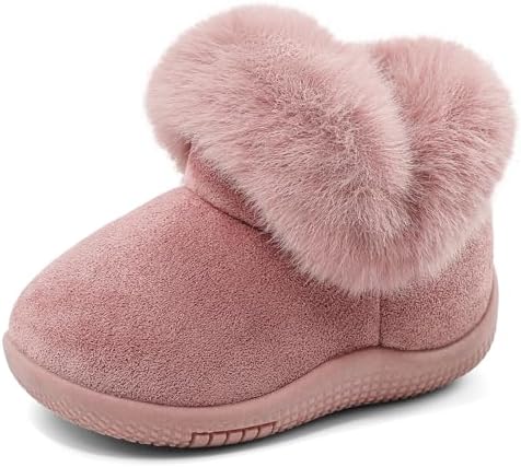 MK MATT KEELY Baby Winter Snow Boots 0-5 Years Toddler Girls Fluffy Booties Outdoor Warm Walking Shoes with Soft Anti-Slip Rubber Sole