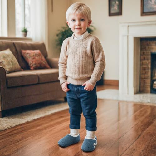 MK MATT KEELY Kids Slippers Boys Girls Cosy House Slippers Toddlers Non Slip Barefoot Slippers With Hook And Loop