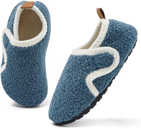 MK MATT KEELY Kids Slippers Boys Girls Cosy House Slippers Toddlers Non Slip Barefoot Slippers with Hook and Loop
