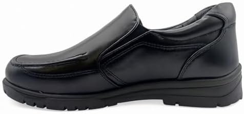 Moelund Boys Black Easy Slip On School Shoes Smart Uniform Shoes For Kids & Teens Easy Wear With Non-Slip Sole Sizes 2-6