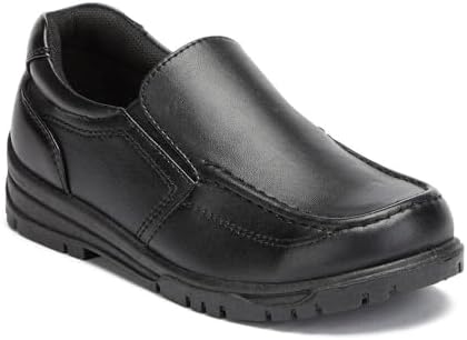 Moelund Boys Black Easy Slip On School Shoes Smart Uniform Shoes for Kids & Teens Easy Wear with Non-Slip Sole Sizes 2-6
