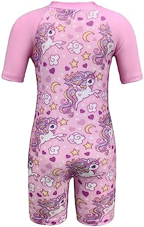 Moneric Girls Swimming Costume Kids One Piece Swimsuit Unicorn Swimwear UV Protection Zipper Bathing Suit Rash Guard Surfing Beachwear