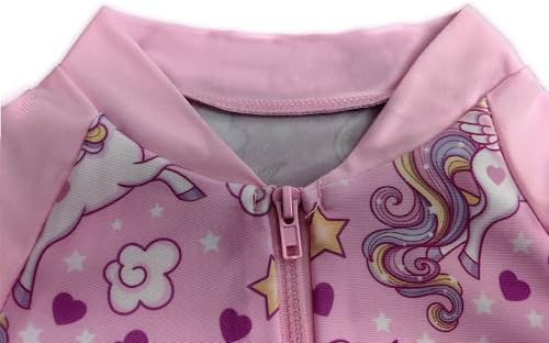 Moneric Girls Swimming Costume Kids One Piece Swimsuit Unicorn Swimwear UV Protection Zipper Bathing Suit Rash Guard Surfing Beachwear