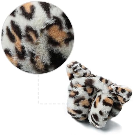 Moonlove Girls Leopard Print Earmuffs Winter Warm Thermal Ear Muffs Plush Fuzzy Adjustable Ear Cover Windproof Coldproof Cycling Warmer Protection For Women
