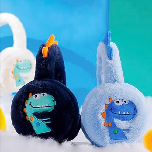 Moonlove Kids Dinosaur Earmuffs Winter Warm Thermal Ear Muffs Plush Fuzzy Adjustable Foldable Ear Cover Thicken Windproof Coldproof Cycling Warmer Protection For Boys Girls