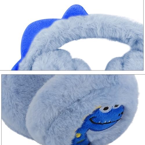 Moonlove Kids Dinosaur Earmuffs Winter Warm Thermal Ear Muffs Plush Fuzzy Adjustable Foldable Ear Cover Thicken Windproof Coldproof Cycling Warmer Protection For Boys Girls