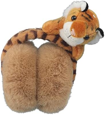 Moonlove Kids Lovely Tiger Earmuffs Ear Cover Cute Cartoon Foldable Soft Fluffy Autumn Winter Thermal Ear Warmer Protection Wrap Adjustable For Children Boys Girls Over 6 Years Old Adult