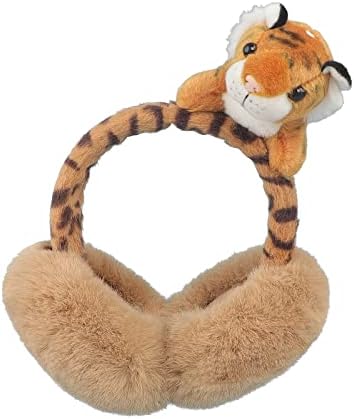 Moonlove Kids Lovely Tiger Earmuffs Ear Cover Cute Cartoon Foldable Soft Fluffy Autumn Winter Thermal Ear Warmer Protection Wrap Adjustable for Children Boys Girls Over 6 Years Old Adult