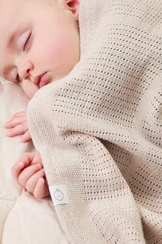 MORI Cellular Blanket Taupe Organic Cotton Bamboo 70x100cm Lightweight Breathable For Newborn Durable Comfortable Swaddle Ideal For Cot Crib Moses Basket Pram Or Travel